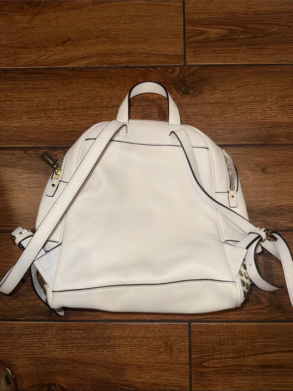 Michael Kors Cream Leather Backpack with Gold Stud Accents